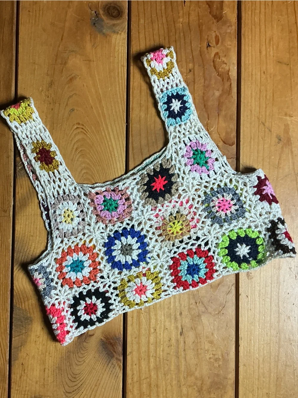 Crochet Granny Square Crop Top Cottagecore | Size S - Picture 4 of 5